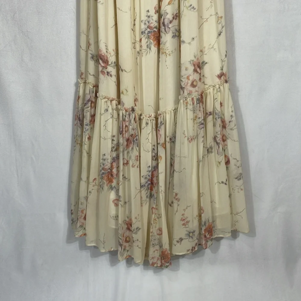 LoveShackFancy Angie Dress Size 6 Delicate Floral 100% Silk Maxi Dress - Picture 5 of 13